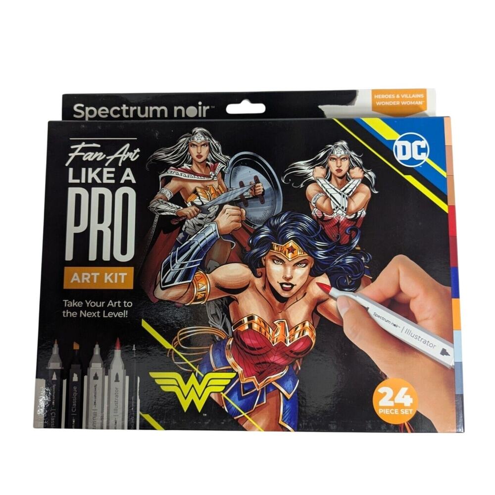 Spectrum Noir DC Wonder Woman Fan Art Like A Pro Art Kit 24 Piece Set New